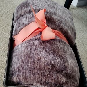 Metal gray storage box and blanket its like new